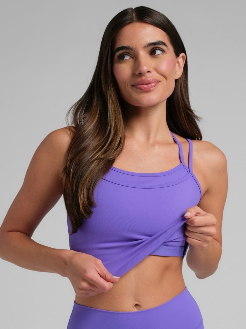Women's Lilac Double-Strap Sports Bra Crop Top